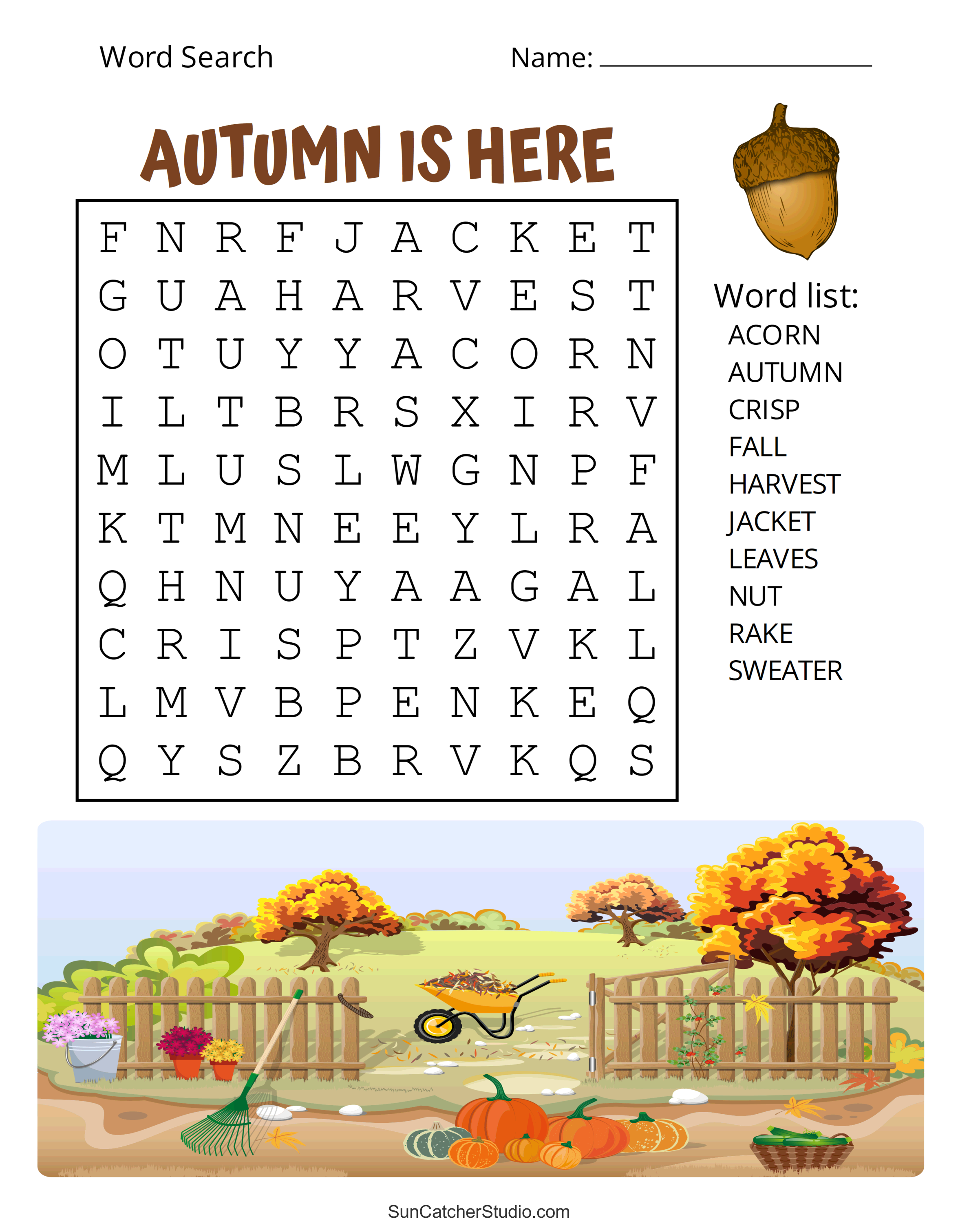 printable fall word search puzzles (autumn word search) – free